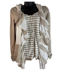 ANTHROPOLOGIE MOTH Size M Yemaya Striped Button Front Cardigan Sweater